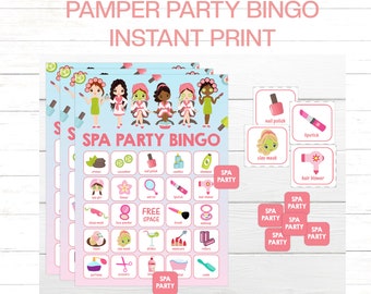 Spa Party Bingo Game Spa Bingo Spa Party Printable Bingo Game Instant Download Party Game Pamper Party Theme Party Bingo Game Childs Party