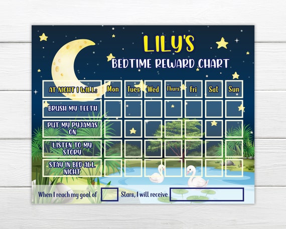 Editable BEDTIME Reward Chart Kids editable chore chart to edit and ...