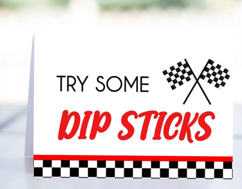 Editable Racing Birthday Signs Printable Car Race Party Signs x 5 to print or edit. Car Racing Table Signs Racing Party Bag Toppers RC image 2