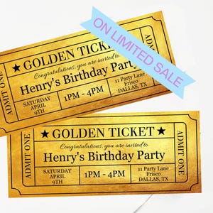 Modello di invito con biglietto dorato, invito di compleanno stampabile, modello di biglietto di invito dorato per compleanno, invito per festa di compleanno dorata