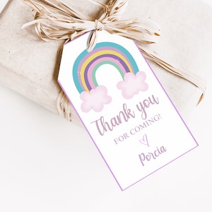 Editable Rainbow gift tags personalized Rainbow Favor cards Editable tags Personalized thank you tags Printable party tags Rainbow thank you