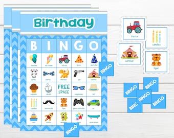 Boys Bingo Game Blue Bingo Printable Bingo Game Boys Theme Party Bingo Game Kids Printable Party Games