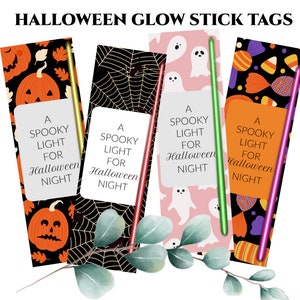 Glow Stick Tags Halloween Glow Stick Printable Holder Halloween Treat Glow Stick Holder Glow Stick Gift Tag Glowstick Template Halloween
