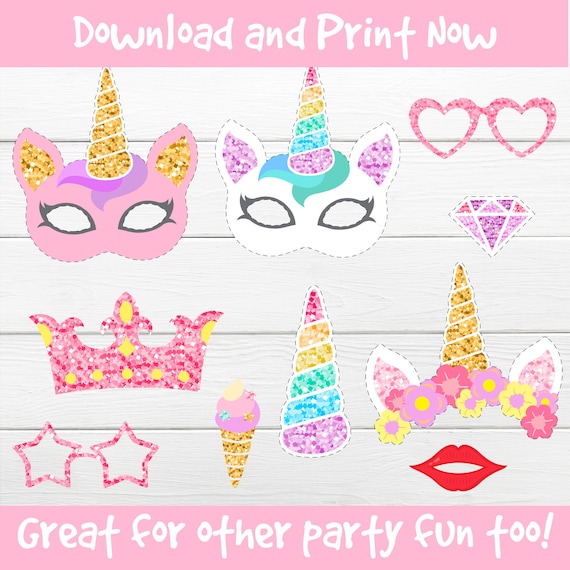 UNICORN PARTY PROPS. Unicorn photo booth props Unicorn printable props for photos Unicorn birthday party decor Unicorn party games Unicorn Il_570xn