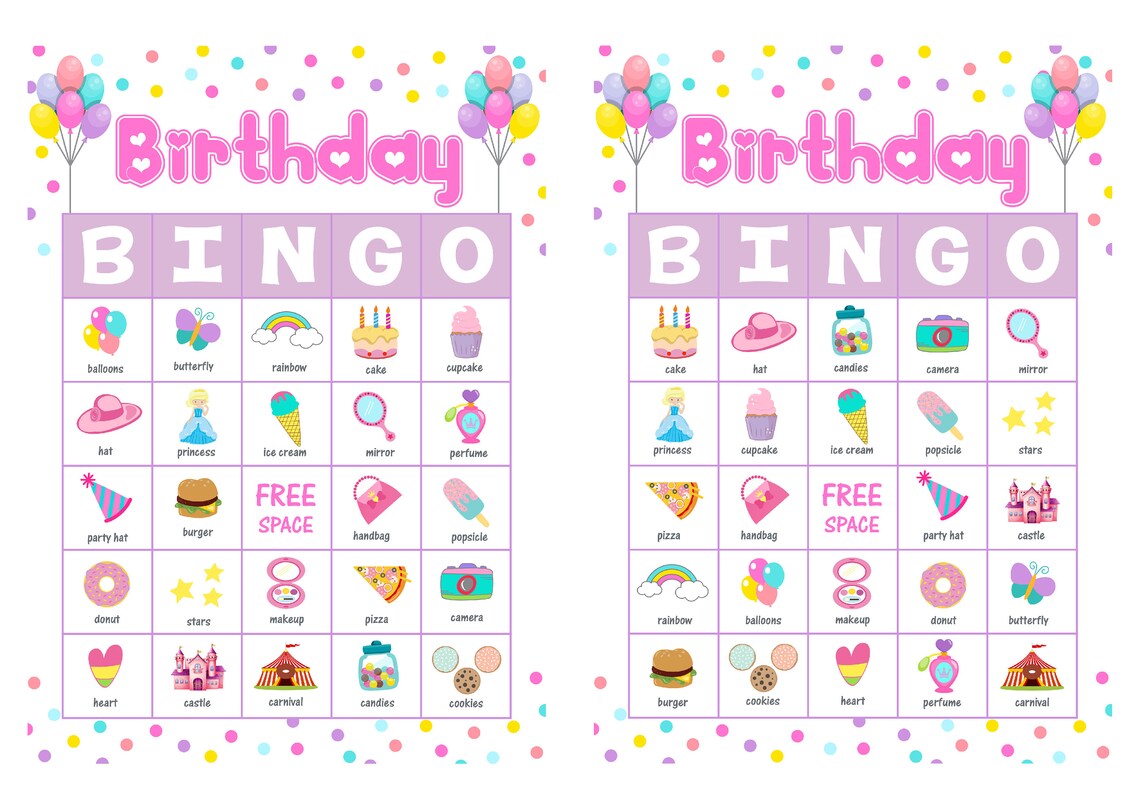Girls BINGO Game Instant BINGO Printable Bingo Game Easy 5 - Etsy Australia