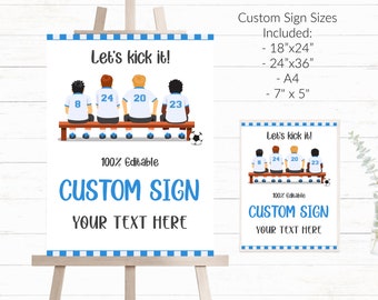 Football Birthday four x signs you can personalize with your own text for your birthday. Custom party signs using your phone or tablet- FFB2