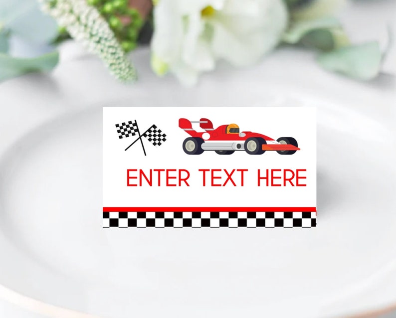 Editable Racing Birthday Signs Printable Car Race Party Signs x 5 to print or edit. Car Racing Table Signs Racing Party Bag Toppers RC image 5
