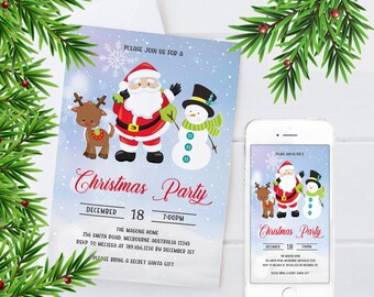 Digital utskrivbar julinbjudan. Julfestinbjudan som du kan anpassa, ladda ner och skriva ut direkt.