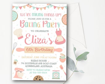Editable Baking Birthday Party Invitation Cupcake Baking Party Girls Cooking Birthday Party Invite Cake Baking Party Instant Download - BBP1