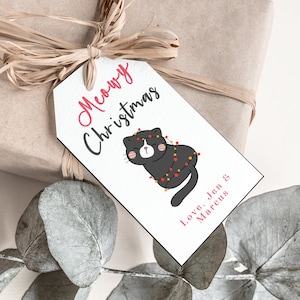 Meowy Christmas Gift Tags Editable Cat Christmas Gift Tags Editable Kitten Tags Meowy Christmas Editable and Instant Print Options Included