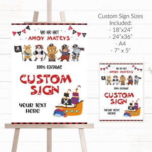 Pirate Birthday Signs Custom Pirate Party Signs Editable Pirate Signs Pirate Birthday Party Decor Instant Edit and Download 4 sizes - PBP3