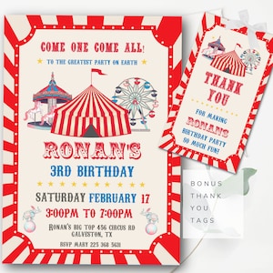 Carnival Invitation Circus Invitation Editable Carnival Birthday Invitation Circus Birthday Big Top Invitation Digital Instant Download