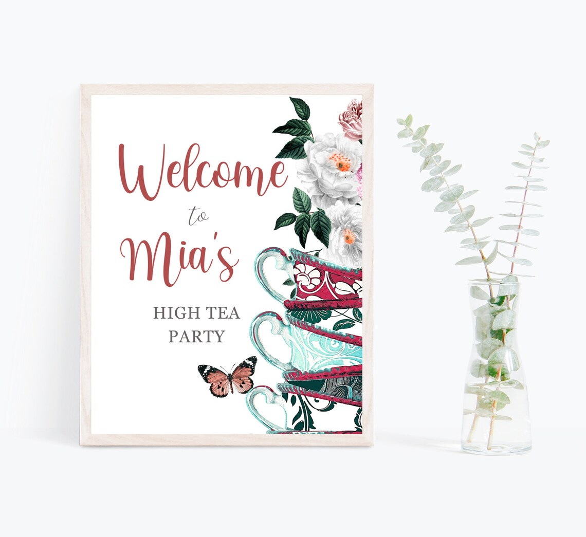 High Tea Letters Editable High Tea Welcome Sign High Tea Birthday Sign Tea Party ...