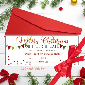 Sjabloon kerstcadeaubon bewerkbare kerstconfetti cadeaubon Afdrukbare kerstbon certificaat direct bewerken en downloaden