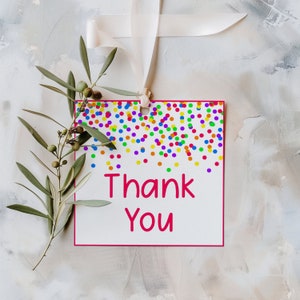 Editable Confetti Rainbow Gift Tags Rainbow Favor Cards Editable Thank You Tags Personalized Thank You Tag Printable Party Tags Rainbow Dots
