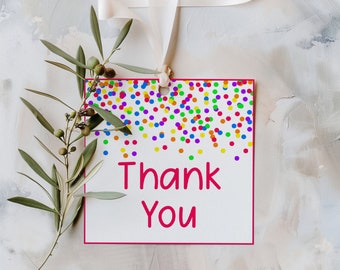 Editable Confetti Rainbow Gift Tags Rainbow Favor Cards Editable Thank You Tags Personalized Thank You Tag Printable Party Tags Rainbow Dots