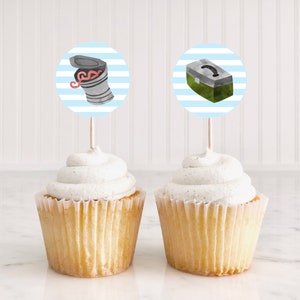 Fishing birthday Party cupcake toppers for instant printing. Toppers Fishing cake toppers Cupcake party toppers Birthday party toppers FBB2 image 5