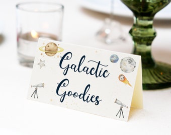 Editable Outer Space Party Food Tent Cards Party Table Food Labels Space Birthday Party Tent Cards 1st birthday party table cards OSP4