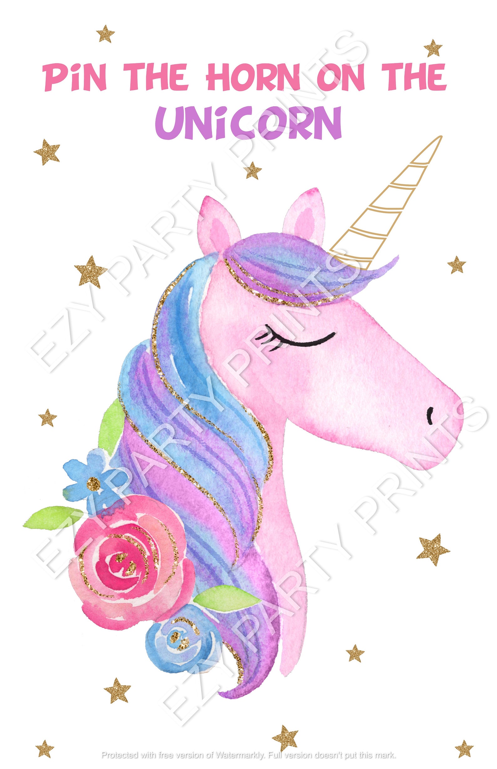 Pin the Horn on the Unicorn Printable Game. INSTANT DOWNLOAD Etsy