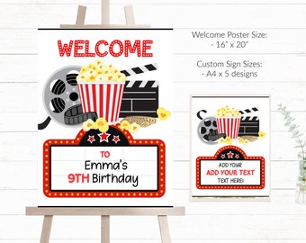 Editable Movie Party Welcome Sign Customisable Movie Night Party Sign Editable Party Sign Printable Movie Party Welcome Sign - MNP6