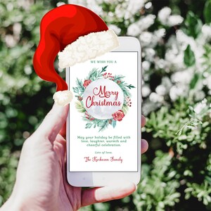 Biglietto di auguri di Natale digitale modificabile Biglietto di auguri di Natale elettronico Biglietto elettronico per le vacanze Smartphone Messaggio di testo di Natale Download immediato