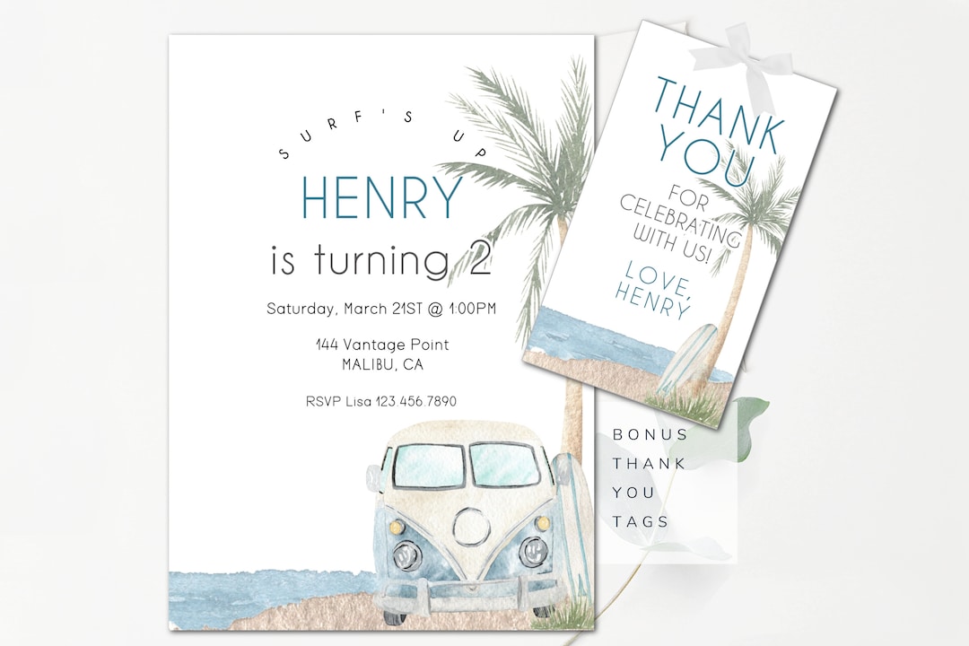 Editable Surfs up Invitation Surfer Birthday Invitation Beach Life ...