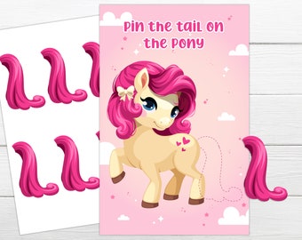 Pin the Tail on the Pony Printable Game Instant Print Party Game Horse Birthday Party Game Pony Birthday Party Instant Download