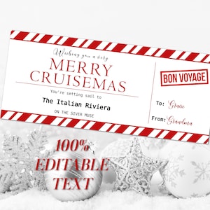 Weihnachtskreuzfahrt Geschenkgutschein Bearbeitbare Gefälschte Kreuzfahrtgeschenkkarte Bearbeitbare Überraschungs-Weihnachtsgeschenk-Kreuzfahrt Faux-Karte INSTANT EDIT & DOWNLOAD