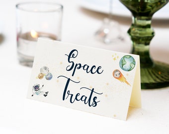 Outer Space Birthday Party Tent Cards Party Table Food Labels Space Birthday Party Food Labels 1st birthday party table cards OSP4