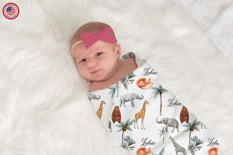 Personlig babyfilt, djursafarifilt, anpassad babyfilt, Minky babyfilt, babypresent, babyshowerpresent, anpassad matchande kudde Swaddle Sheet Only