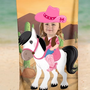 Cowboy face photo towels/Kids personalized beach towel/custom cowboy photo Blanket/wild west beach towels/kids beach towel, Party Favors