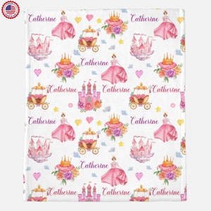 Beautiful Princess Personalized Kids Blanket /Plush Sherpa Personalized Baby Girl Shower Gift ,Custom Blanket, Hospital Newborn Gift