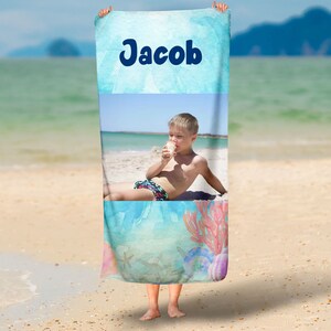 Custom Photo beach towel/Custom picture Kids towel/Beach Theme towels/ Gift for Mom or Grandma from Kids,Pool party gift, Mothers Day Gift