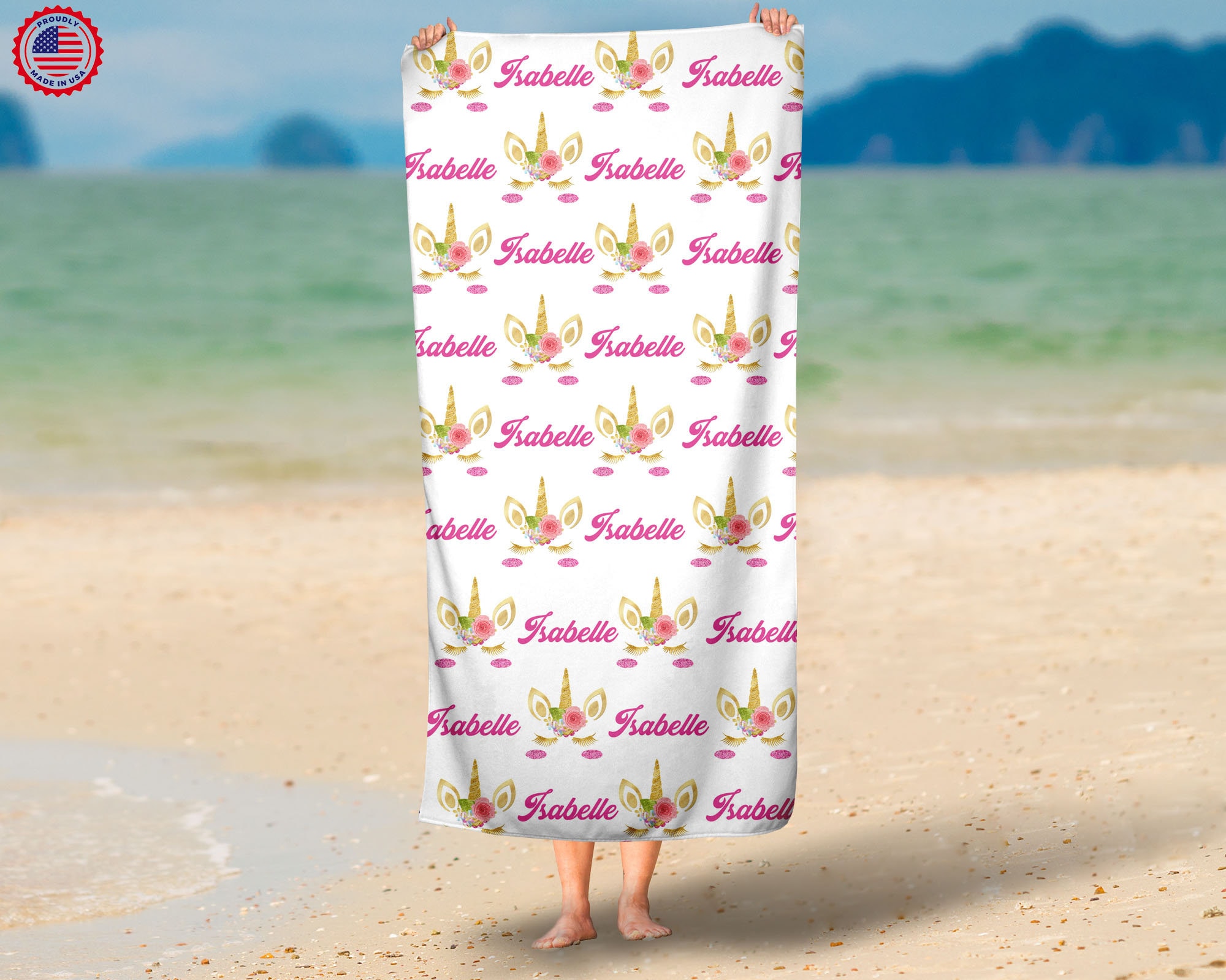 Personalized 30"x60" Unicorn Beach Towel 