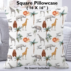 Personlig babyfilt, djursafarifilt, anpassad babyfilt, Minky babyfilt, babypresent, babyshowerpresent, anpassad matchande kudde Pillow(Square16x16")