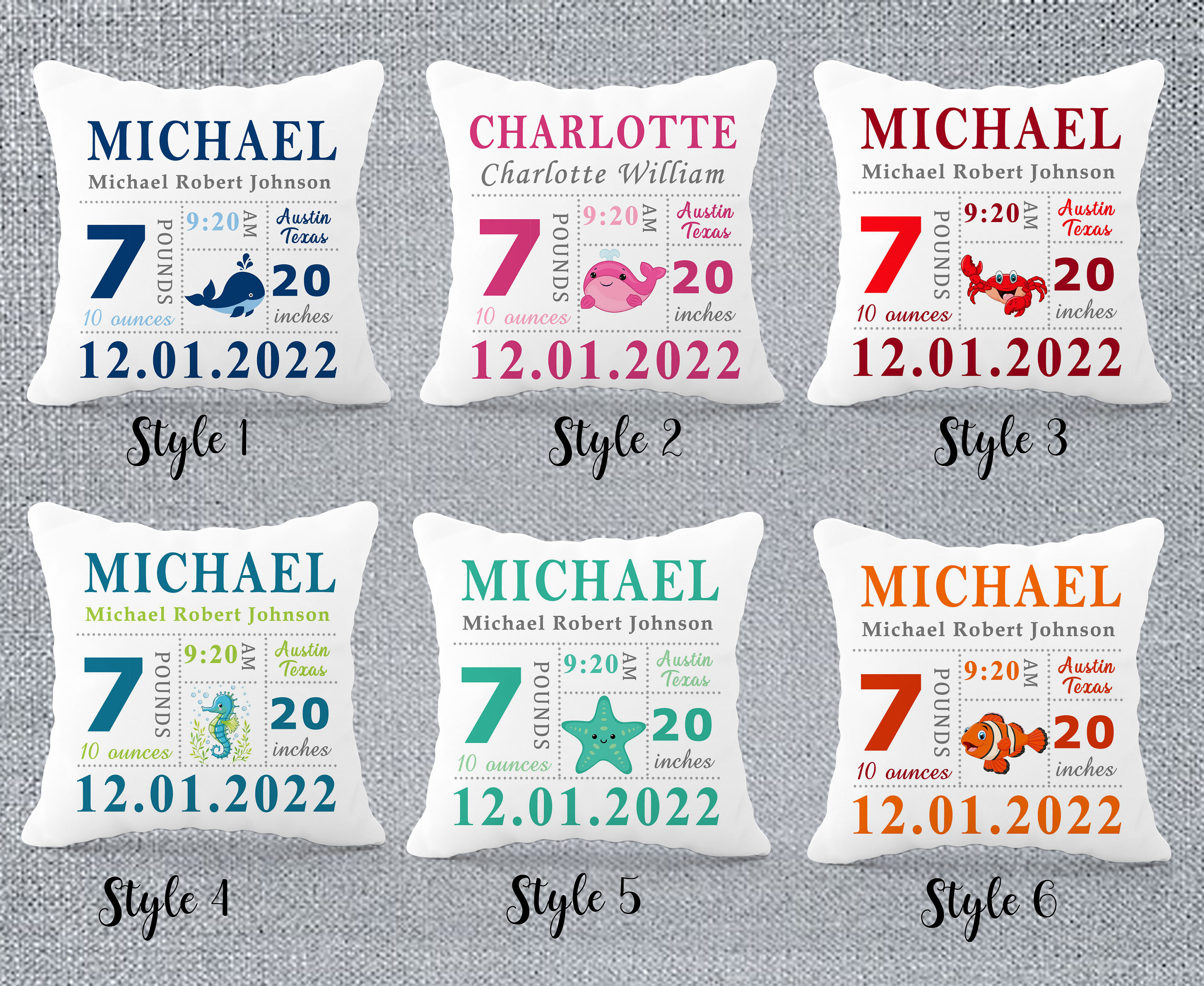 Birth Stats Pillow - Etsy