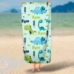 Personalisierte Dinosaurier Baby Name Handtuch, personalisiertes Strandtuch, 30x60 Strandtuch, benutzerdefinierte Strandtuch, Baby-Dusche-Geschenk, Kinderzimmer Print
