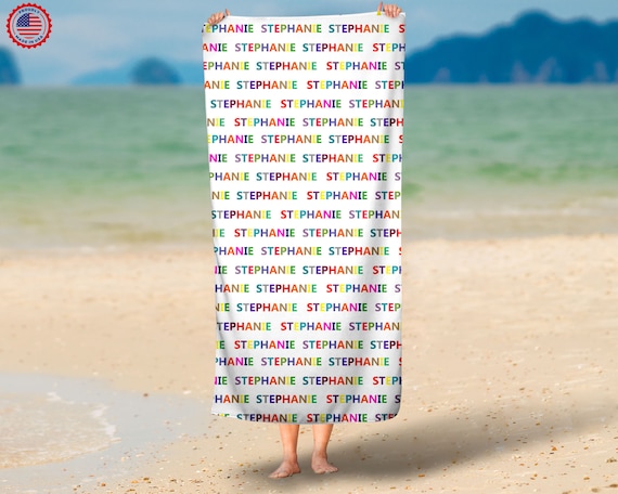 Personalized 30"x60" Rainbow Beach Towel 