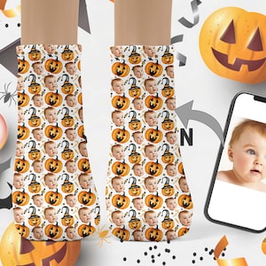 Personalized Kids Socks, Halloween Face Socks, Halloween Gift For Kids,Spooky Halloween Pumpkin Socks,Trick or Treat Party Favor for Kids
