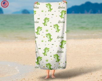 Personalized Cute Alligator  Name Beach Towel ,Custom Baby Gift,30x60 Beach Towel, Custom Beach Towel, Baby Shower Gift, Kids Beach Towel