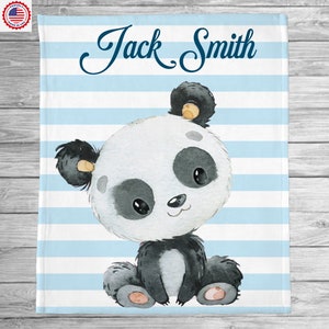 Panda Blanket, Personalized Baby Blanket, Newborn Custom Blanket, Panda Gifts, Toddler Boy/ Girl Blanket, Matching Pillowcase Collection