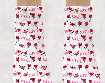Custom Valentine's Day  Name Kids Socks - Personalized heart Socks - Birthday Gift,  Unique Gift, Cute Gift Idea for Kids