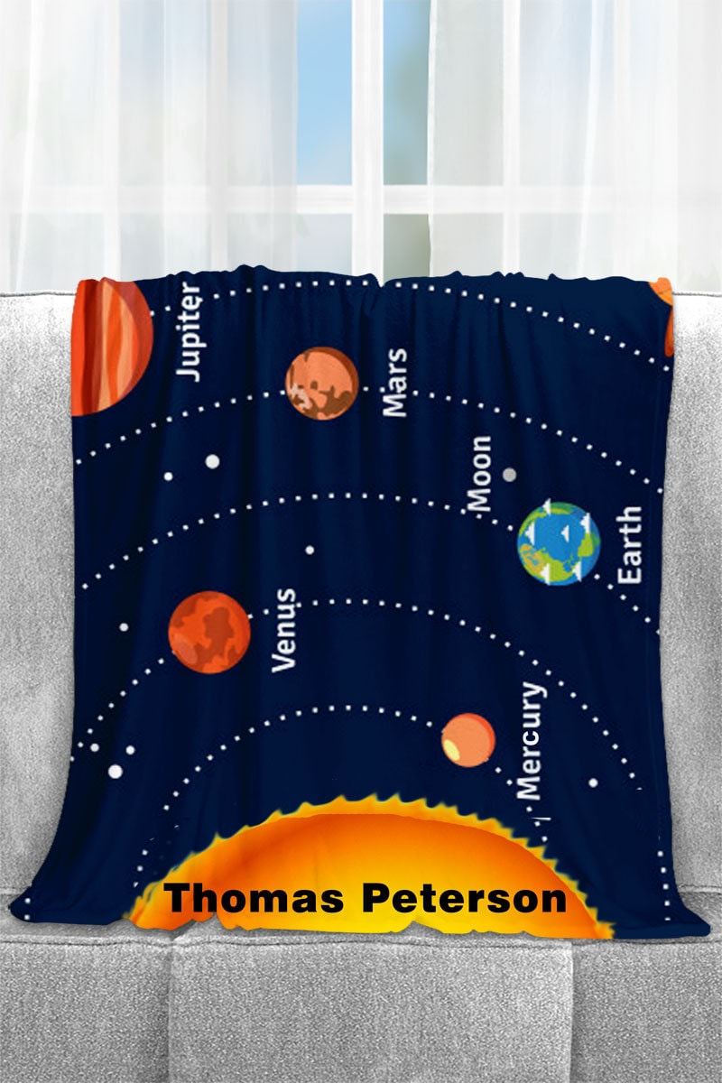 Personalized Solar System Name Blanket Baby Blanketcute Baby Etsy