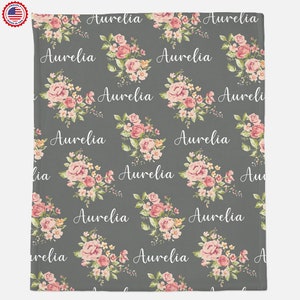 Floral Baby Name Blanket, Custom Name Blanket, Custom Baby Blanket, Minky Baby Blanket, Baby  Girl Blanket, Baby Gift, Baby Shower Gift
