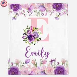 Monogram Floral baby name blanket, Personalized baby blanket, floral personalized baby gift, Nursery Gift blanket, Minky Blanket