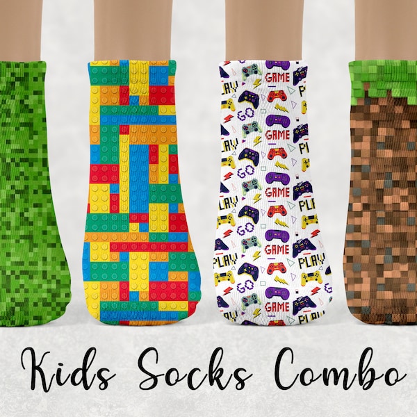 Kids Socks,Toddler socks , Fun Prints ,Gaming Socks,  Novelty Kids Socks , Birthday Gift, Cute Gift Idea for Kids,Party Favor