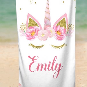 Unicorn Name Beach Towel ,Custom Baby Gift,30x60 Beach Towel, Personalized Towel, Baby Gift, Kids Beach Towel, Pool Towel, Party Favor