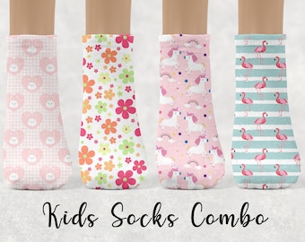 Toddler Girls Socks, Cute Printed Socks,  Girls Socks, Novelty Kids Socks , Birthday Gift, Cute Gift Idea for Kids, Party Favor Socks