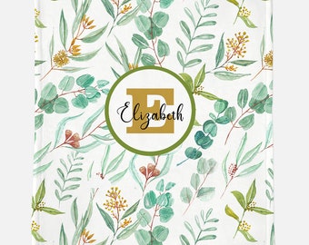 Green Vintage Floral Baby Name Blanket,Custom Baby Blanket,Custom Baby Blanket, Minky Baby Blanket, Baby Blanket, Baby Gift,Baby Shower Gift