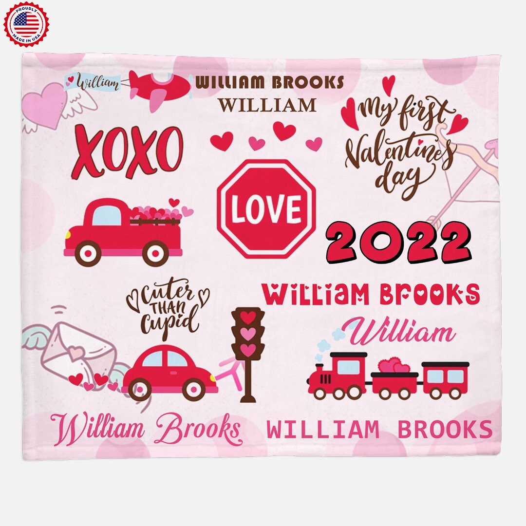 1st Valentine Blanket, Valentine's Day Blanket,personalized Baby Shower
